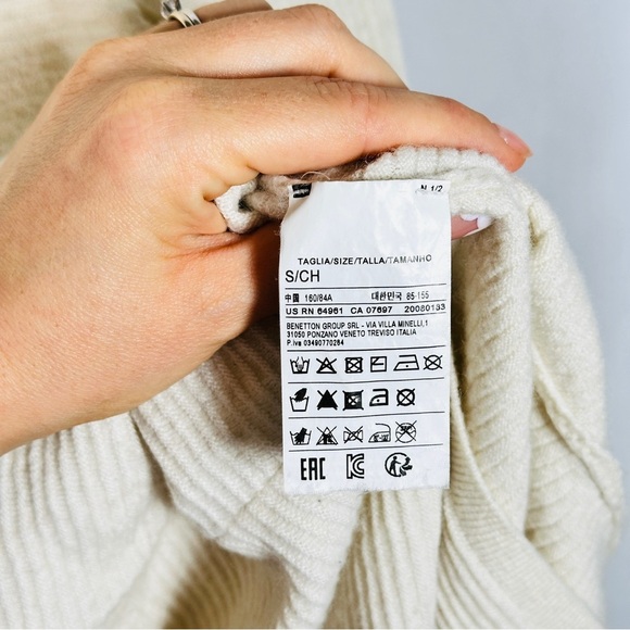 Sisley Fine Cashmere Blend Sweater Scandinavian Knit S - Picture 6 of 11